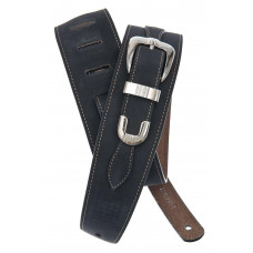 D'Addario - Planet Waves Guitar Strap  Leather  Black  Belt Buckle Style