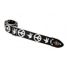 Ace Guitar Strap  Vintage Style  Peace Doves Design  Black and White