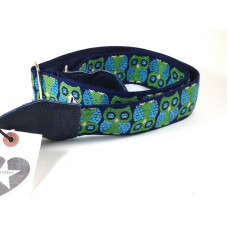 Souldier Guitar Strap (soldier) - Owls Green / Navy - Handmade - Fabric Wilco