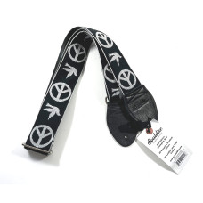 Souldier Guitar Strap (soldier) - Black & White Peace Doves - Handmade - Fabric